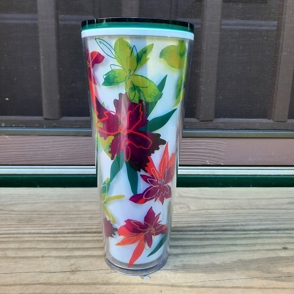 Starbucks Spring 2022 Floral Tropical Tumbler Venti 24 fl oz cold drink cup - Picture 4 of 11